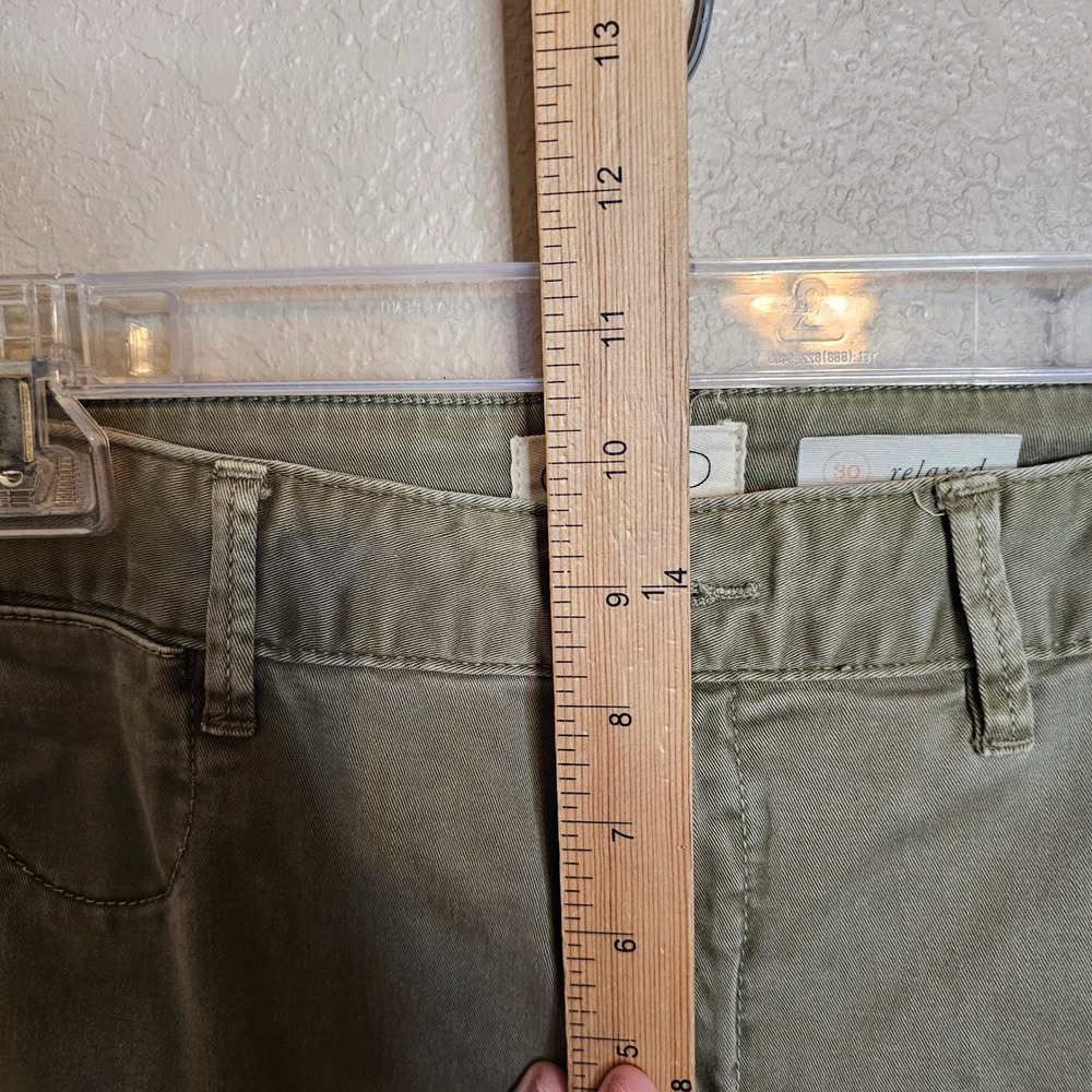 CHINO by Anthropologie Olive Green Relaxed Fit Pants Navy/Orange Side Stripe 30 - Picture 6 of 9